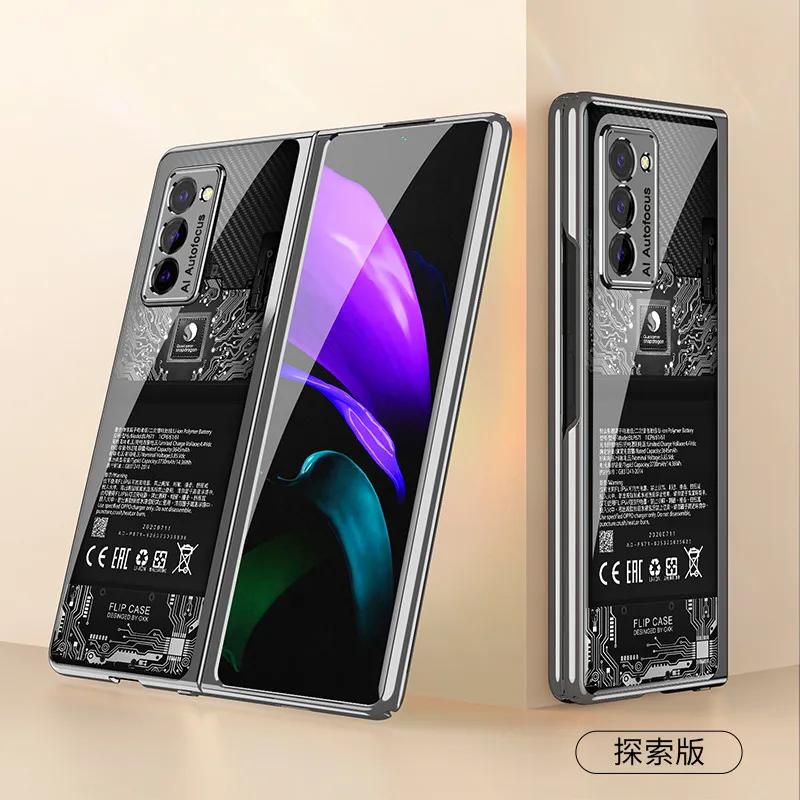 Plating Glass Case For Samsung Galaxy Z Fold 2 Case 360 Full Protection Cover For Samsung Galaxy Z Fold2 5G Flip Shockproof