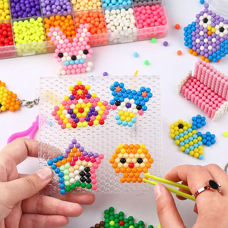 Paquete de recarga 300 unids/bolsa cuentas mágicas con pulverizador de agua juguetes para niños suplemento rompecabezas de cuentas 3D juguetes educativos para niños juegos rompecabezas