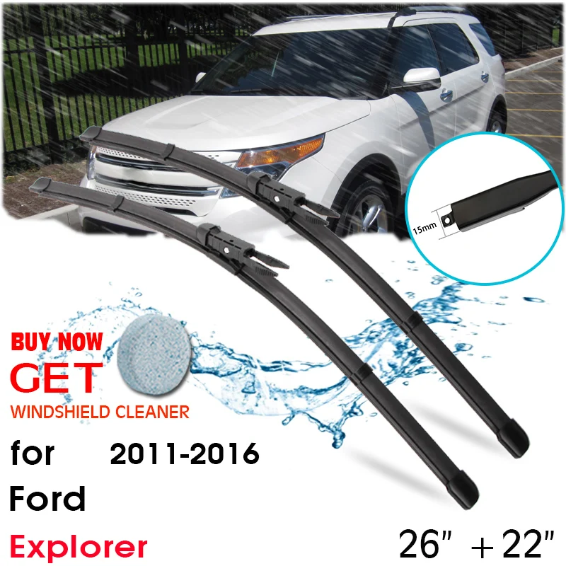 

Car Wiper Blade Front Window Windshield Rubber Silicon Refill Wiper For Ford Explorer 2011-2016 LHD/RHD 26"+22" Car Accessories