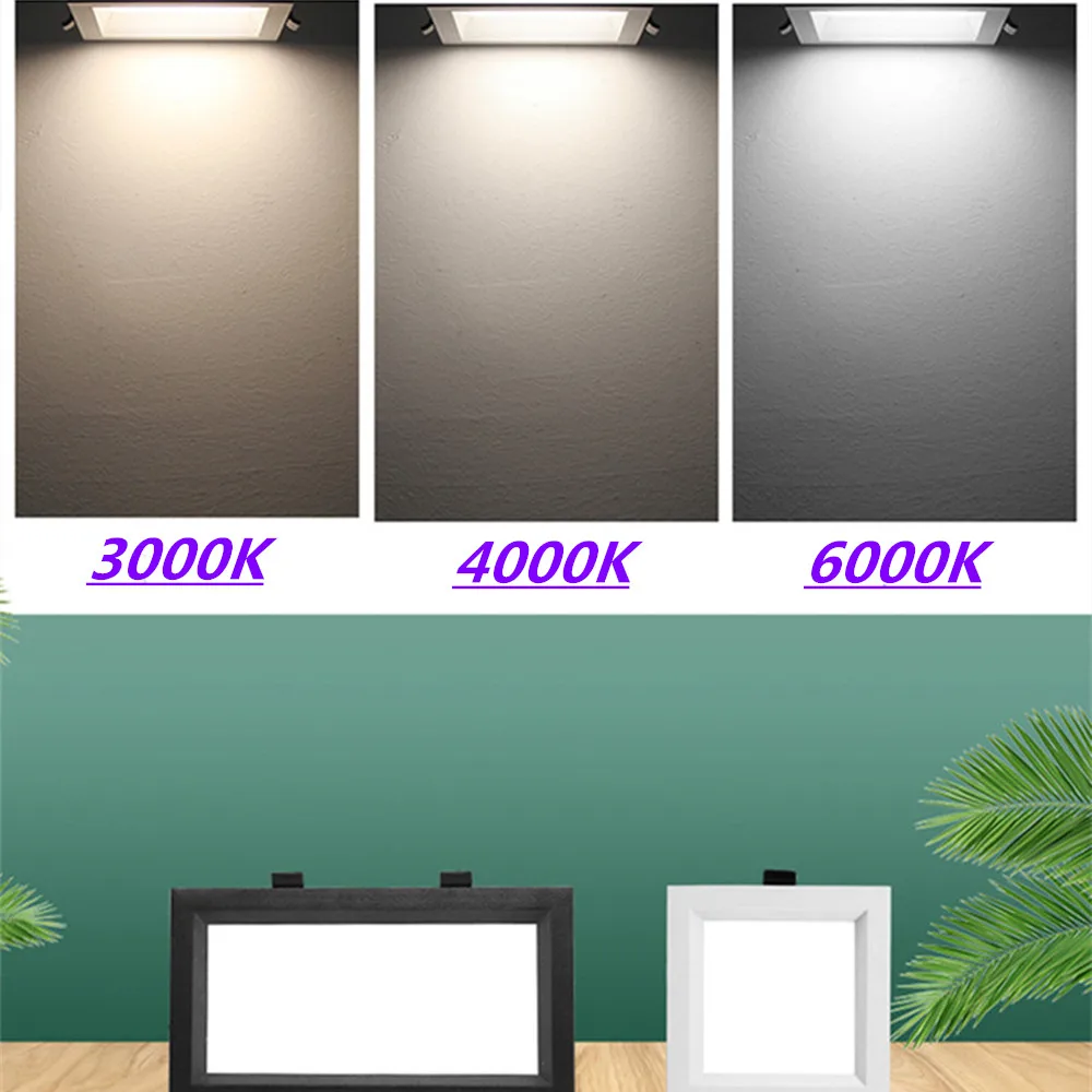 Panel LED empotrado regulable, foco cuadrado de 12W, 18W, 24w, AC185V, 220V y 240V, 1 piezas