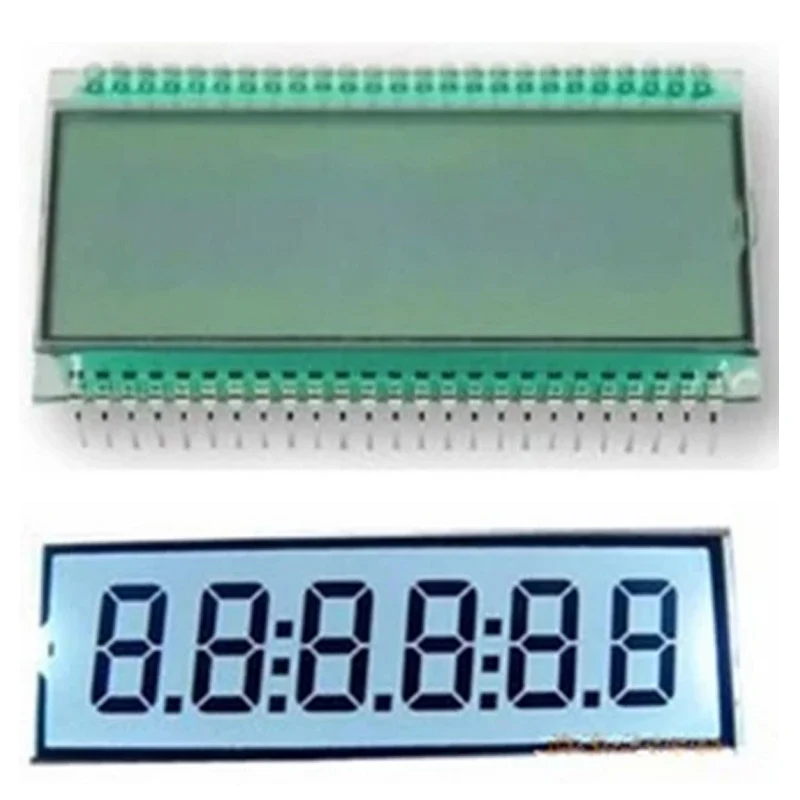 Panel LCD de segmento de 6 dígitos, 50PIN TN, blanco/amarillo, verde/Azul, retroiluminación LED, 5V