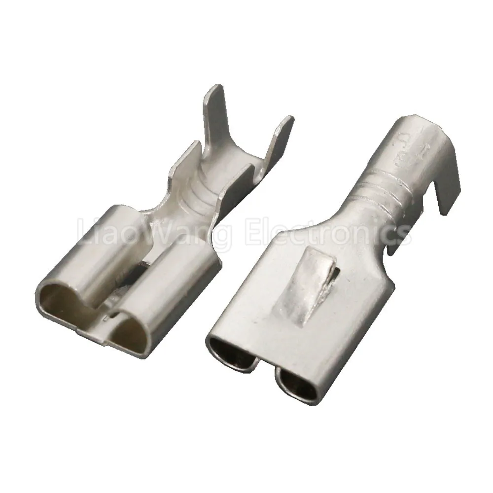 100/50 PCS 6,3 Serie 0,4 Thic Messing Verzinnt Weibliche Crimp Terminal Messing Draht Stecker Für Auto Relais DJ623-E6.3C – Detail 1
