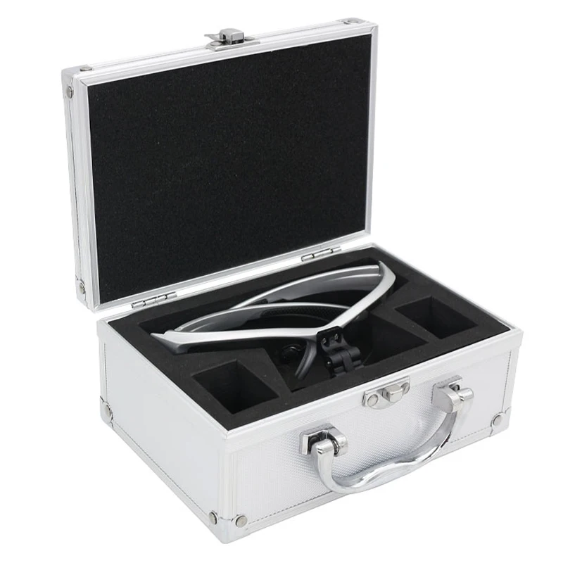 Aluminium Alloy Suitcase Binocular Magnifier Packing Box Built-in Bubble Metal Box with Lock for Eyeglass Type Dental Loupe