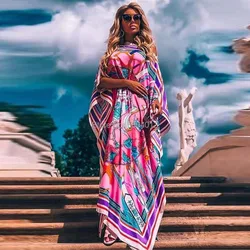 2021Kuwait Dashiki Dress Print Bohemia Hijab Loose Elegant Muslim Abaya Bazin Robe Gowns Broder Riche Sexy Lady Party maxi beach