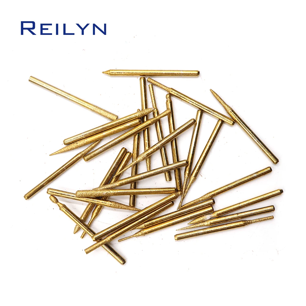 30pcs 120# 3x3mm Abrasive Bits Titanium-plated Diamond Grinding PointStone Peeling Jade Grinding Nails Polishing Bits Manicure