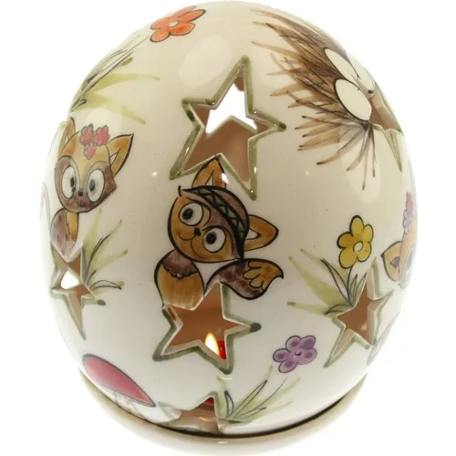 Authentic Tile Sister Cats Egg Candle Holder