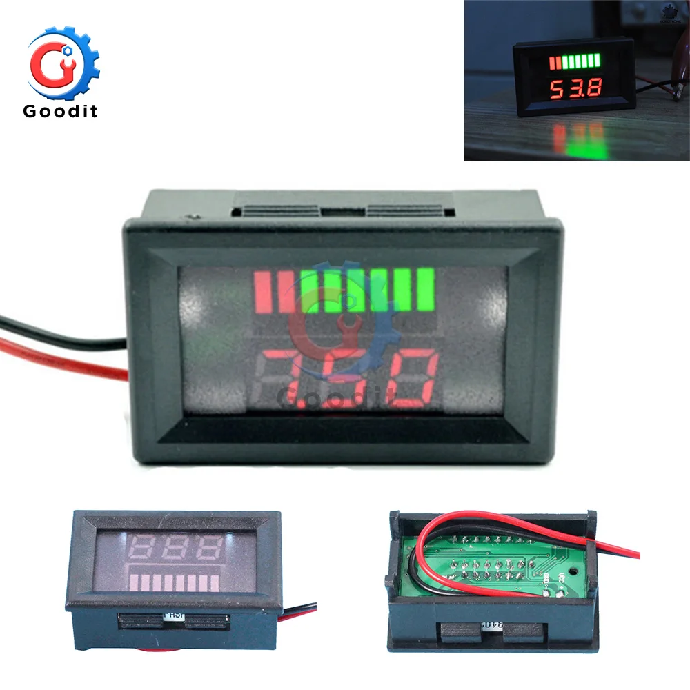 6V 12V 24V 36V 48VACID Battery Charge Level Indicator Battery Tester Lithium Battery Capacity Meter LED Tester Voltmeter