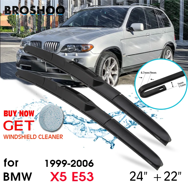 

Car Wiper Blade Front Window Windscreen Windshield Wipers Blades J hook Auto Accessories For BMW X5 E53 24"+22" 1999-2006