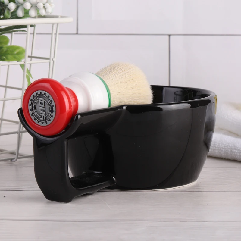 YAQI High Quality Black Color Ceramic Shaving Bowl For Men Shaving Brush Tools