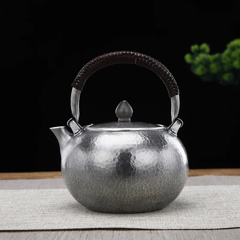 Handmade Silver Teapot Silver 999 Teapot Silver Tea Set Household Large Capacity Silver Teapot