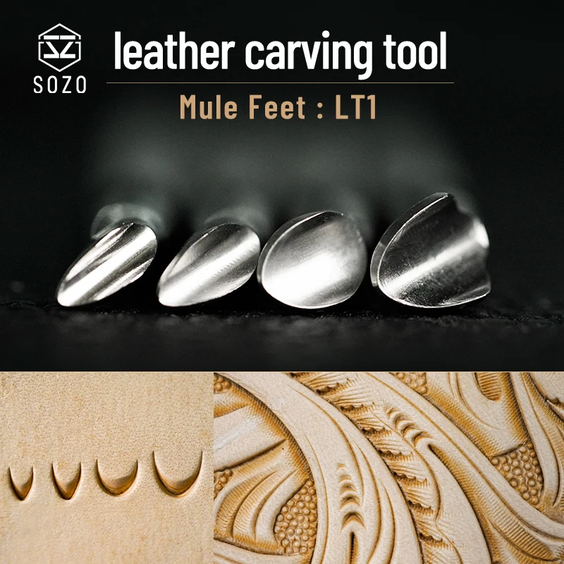 SOZO LT1 Lather Carving Tool Mule Feet DIY Handmade Stamping-print Embossing Stamps Saddle Making 304 Stainless Steel