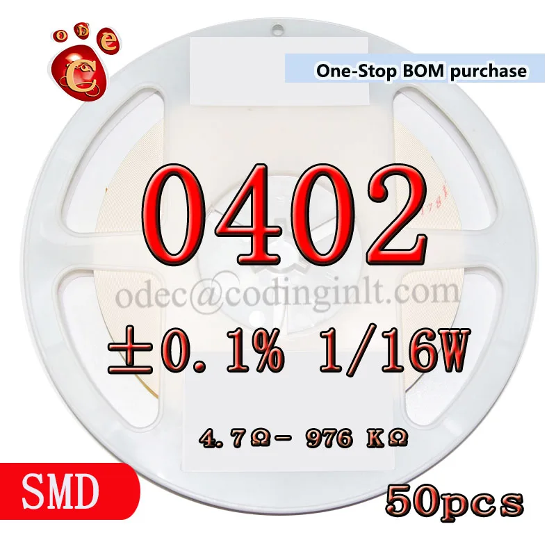 

SMD 0402 56.2KΩ ± 0.1% 1/16W 25PPM высокоточные пленочные резисторы 50 шт./лот