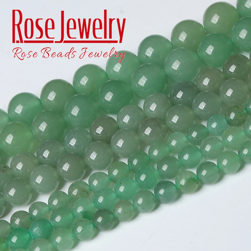 Green Aventurine Jades Beads Natural Stone Round Loose Spacer Beads For Jewelry Making DIY Bracelets Necklaces 4 6 8 10 12mm 15\