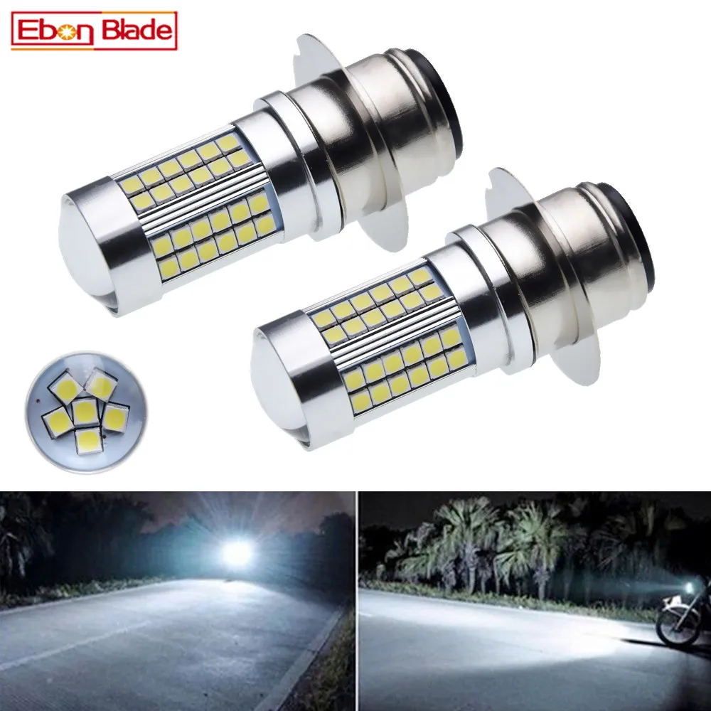 2Pcs P36D LED Motorcycle Headlight 3030 66SMD With Projector White 6000K Light Bulb For Motorbike Motor High Low Beam 6V 12V 24V