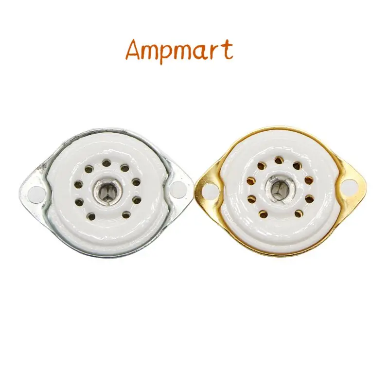 Ampmart 10Ps ceramic vacuum tube socket  solder 9pins Attach to 6n2 6n3 6n4 6P1 12AX7 12AU7 12AT7 ECC88 EL84 7025 ECC83 ECC82