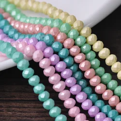 Rondelle Faceted Coated Color Opaque Glass 4mm 6mm 8mm 10mm Loose Spacer Beads Lot for Jewelry Making DIY Crafts Findings