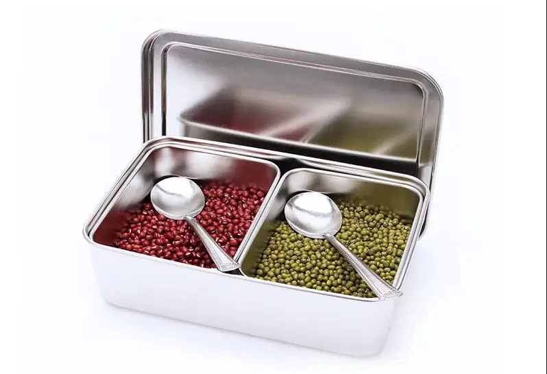 Stainless Steel Spice Box with Lid Salt Pepper Seasoning Spice jar sauce bottle kitchen Spice Container With Spoons