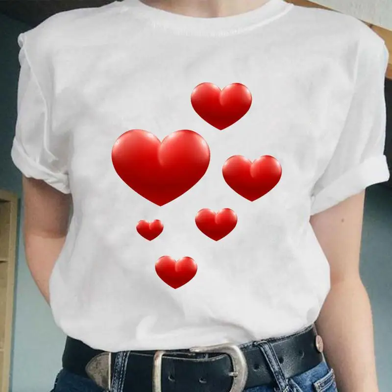 Women Short Sleeve Valentine's Day Love Lady Tees Female Fashion Cartoon 2022 Clothes Summer Print Tops Tshirt Graphic T-Shirt