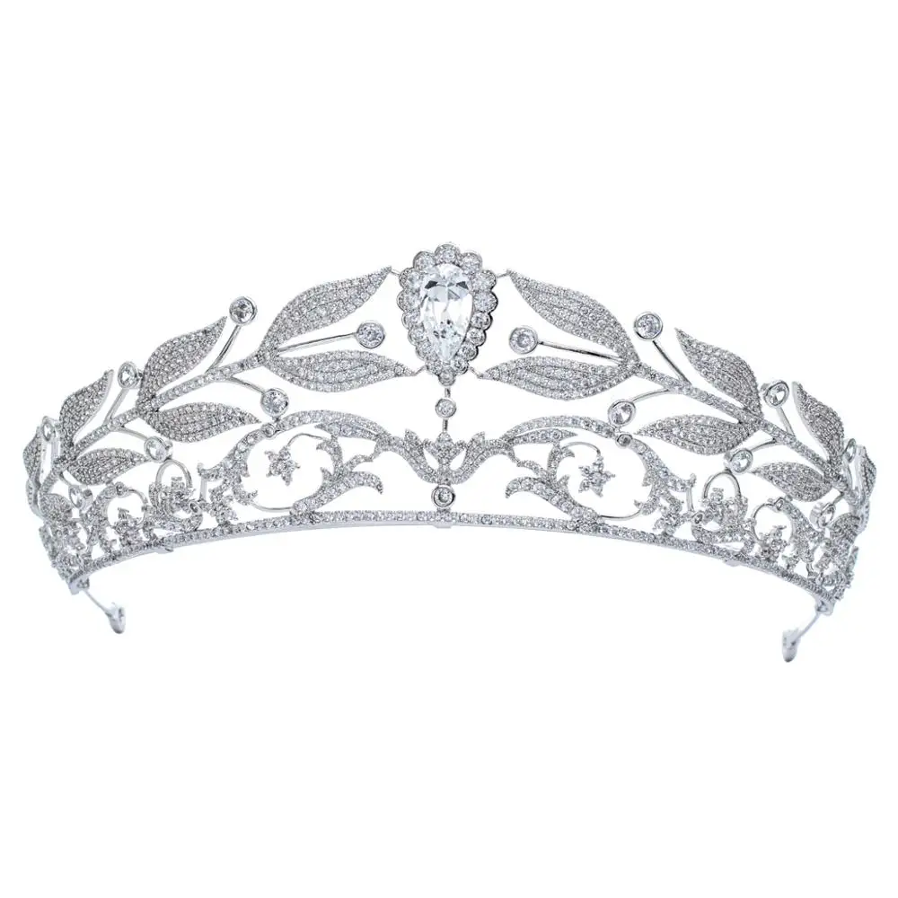 2020 Leaves New Design Cubic Zirconia Bridal Wedding Tiara Diadem Hair Jewelry Accessories Hairpieces CH10341