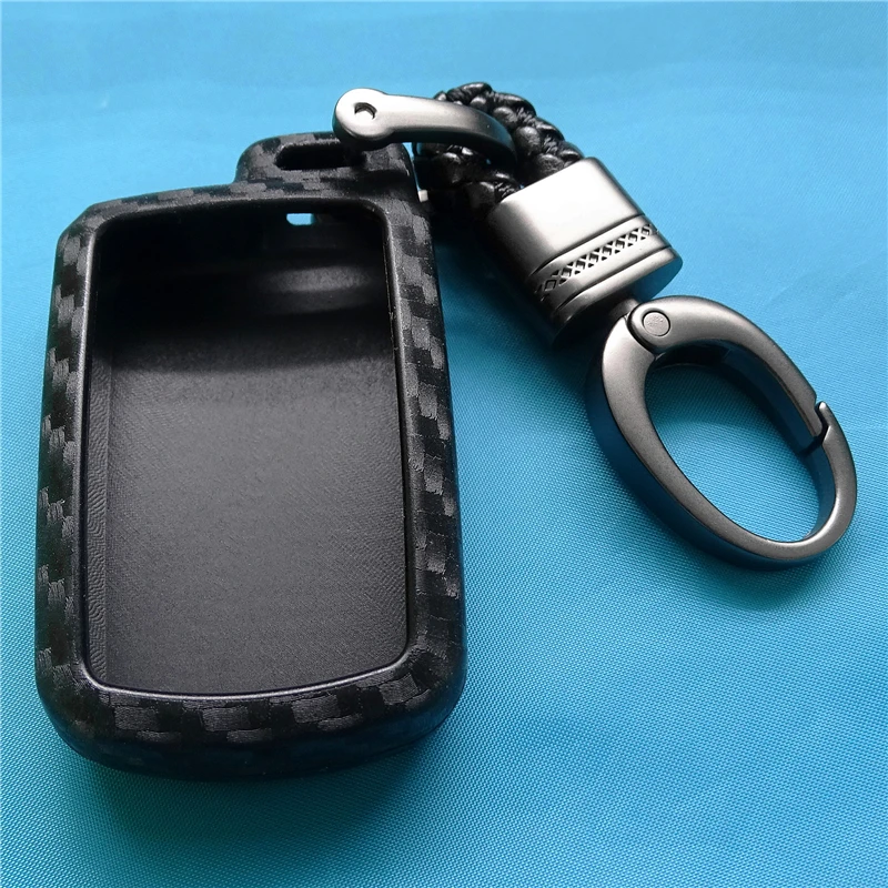 1 szt Silikonowy brelok do kluczy samochodowych z włókna węglowego do Toyoty Camry Corolla Avalon Rav4 Land Cruiser Brelok do kluczy