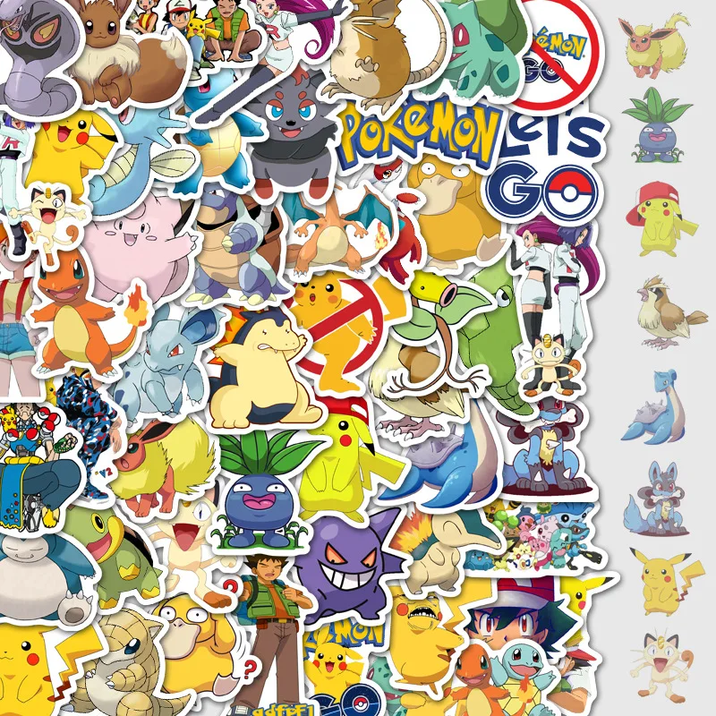 25/50pcs Cartoon Anime Pokemon Stickers Kawaii Pikachu Stikers Skateboard Bicycle Guitar Laptop Kids Waterproof stikers Toys