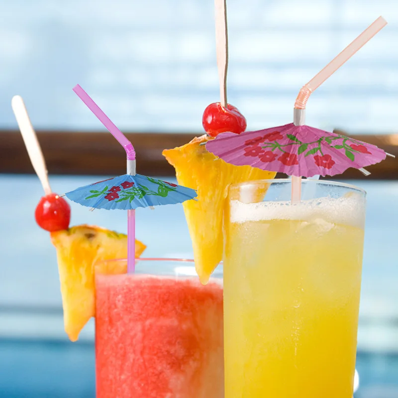 25/50pcs Flamingo cannucce ombrelli tropicali succo di ananas Cocktail cannucce di succo usa e getta Hawaii decorazione del partito