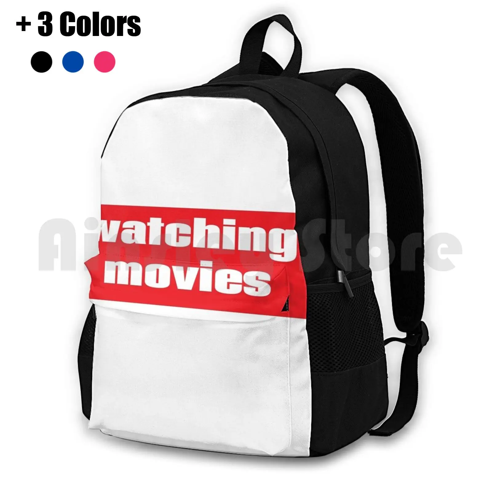 Watching Movies Outdoor Hiking Backpack Waterproof Camping Travel Watching Movies Motion Picture Watching Movies Young Woman