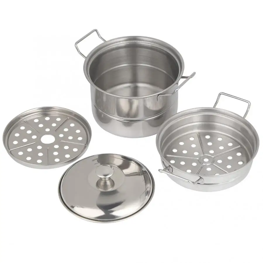 Fashionable Stainless Steel Mini Pretend Pot Children Play House Kitchen  Cooking Food Kitchen Cooking Steam Pot