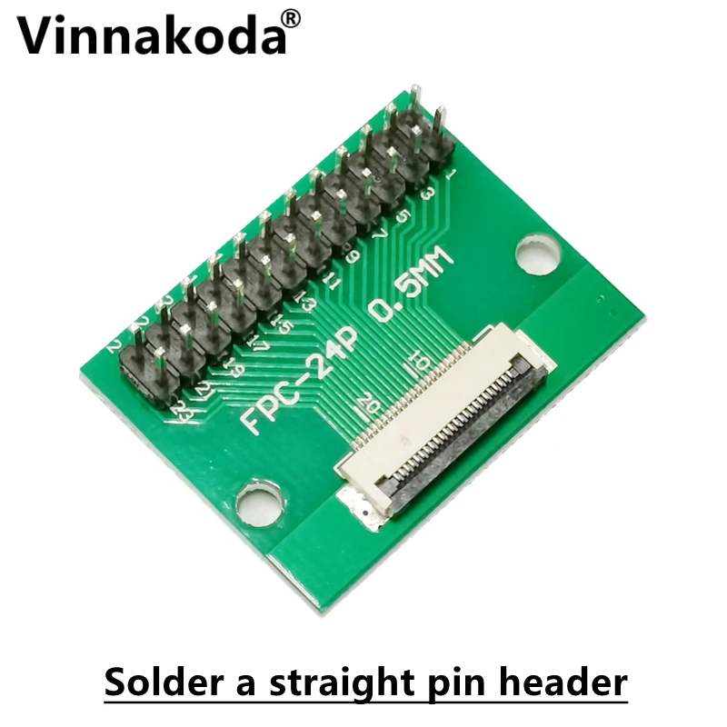 2 Stuks Ffc/Fpc Adapter Board 0.5Mm-24P Naar 2.54Mm Gelaste 0.5Mm-24P Flip-Top Connector Gelaste Rechte En Gebogen Pin Headers