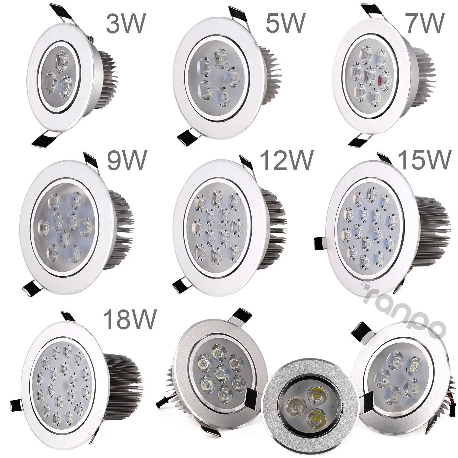 Lámpara LED empotrada de 3W, 5W, 7W, 9W, 12W, 15W, 18W, luz blanca de CA 220V, 110V, foco de luz descendente para el hogar, sala de estar y Hotel