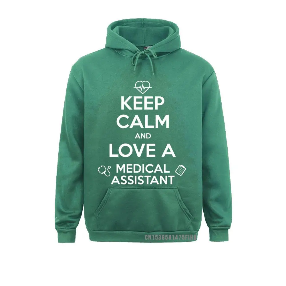 Kaus Sweter 3D Olahraga Kebugaran Lengan Panjang Jaket Hoodie Hadiah Asisten Medis Keep Calm Love A Siswa Med Lucu