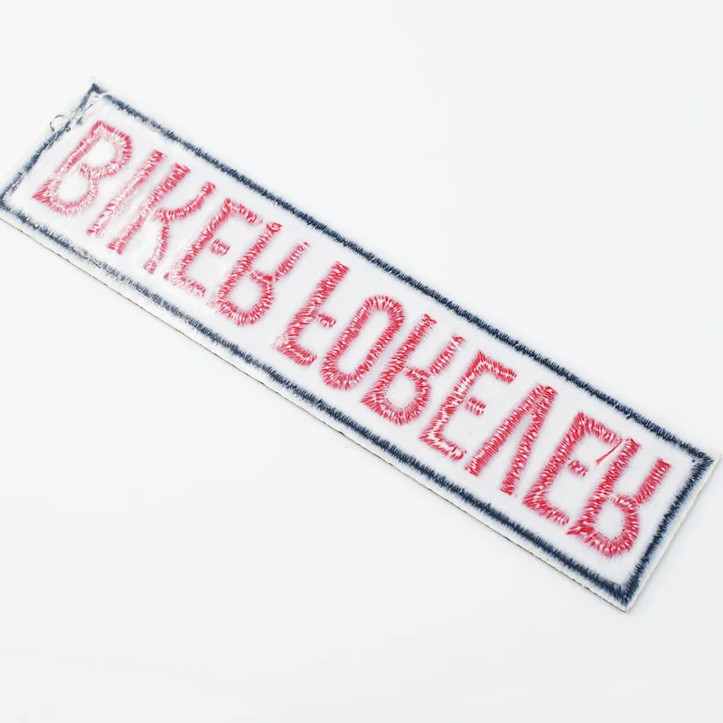 BIKER... Size:13x3.1cm Cloth Iron On Patch Badge Embroidered Badges Abstract Kids Patches For Clothes Stickers 0119