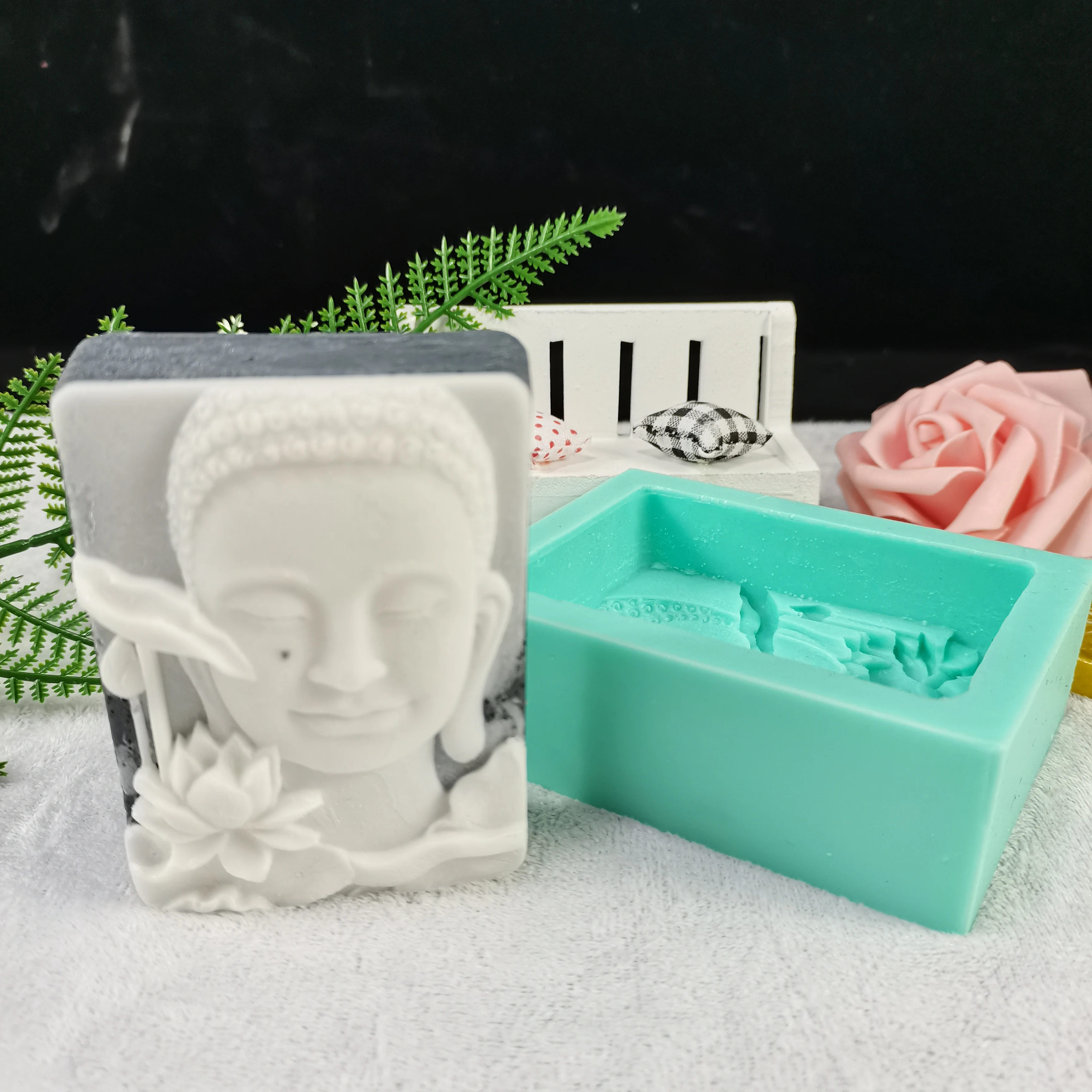 PRZY Sleeping Buddha 4 Molds Silicone Buddha 2D Handmade Soap Candle Mould DIY Silicone Soap Resin Clay Baking Tools