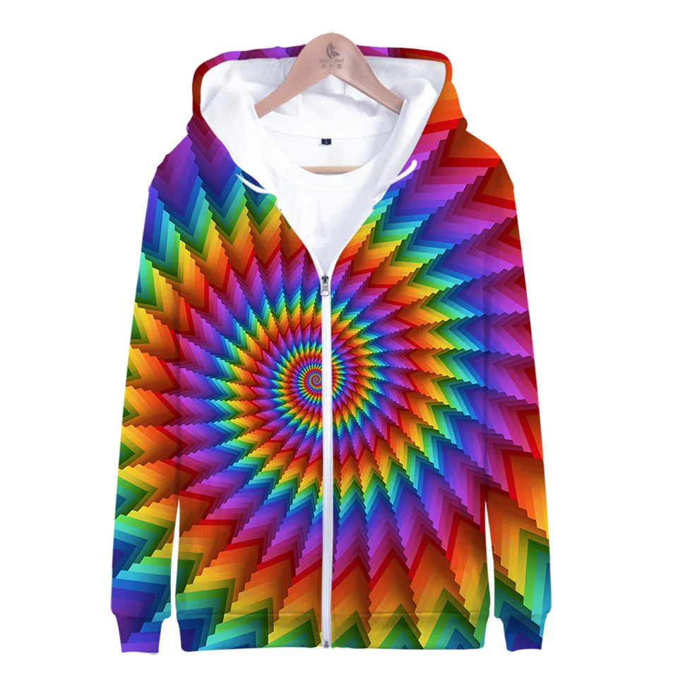 Colorful Spiral Dizzy Pattern Hoodie Men Women Optical Illusion Hoodies Sweatshirt Harajuku Tie Dye Jacket Coat Clothes