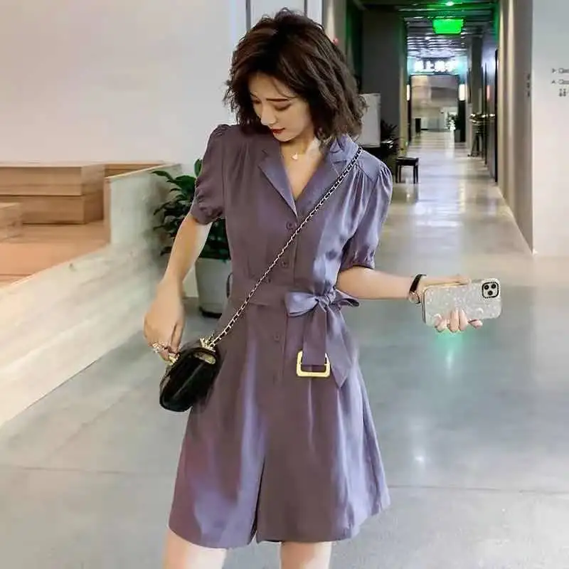 

Rompers Women Oversize S-3XL Lovely Bodysuit Simple Summer Basic College Purple Ladies Clothing Vintage Ulzzang Femme Playsuits