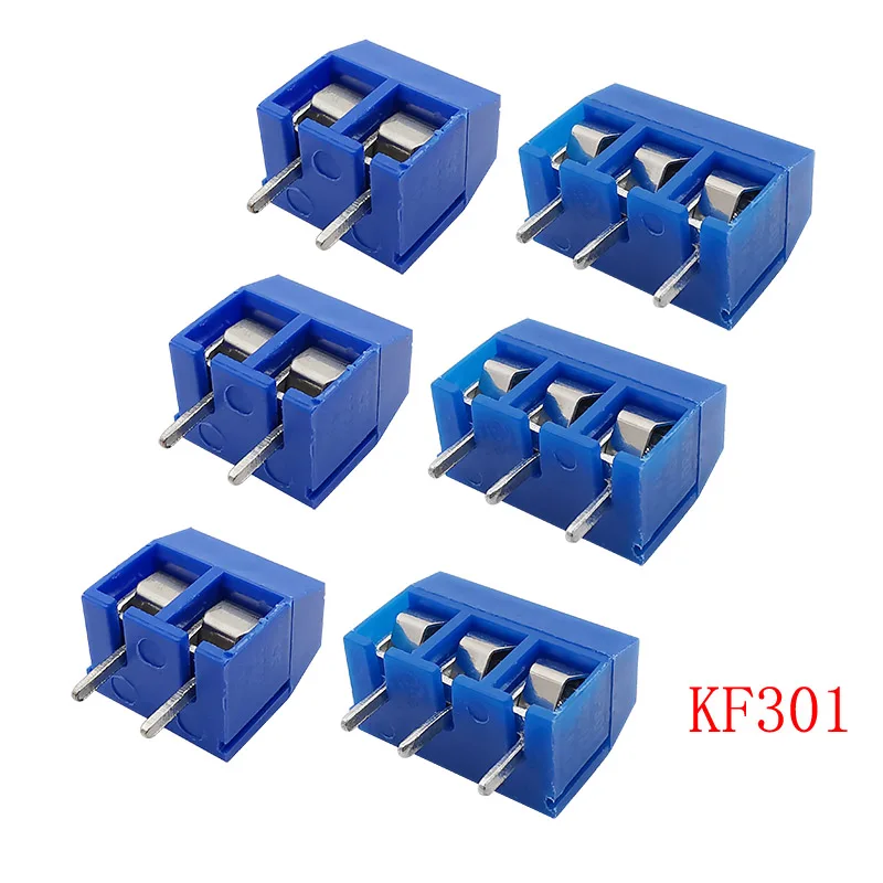 KF301 Blue 5.0mm Pitch 2/3 Pin PCB Screw Terminal Block Connector Spliceable Straight Pin 2P 3P PCB Terminals Blocks Connectors