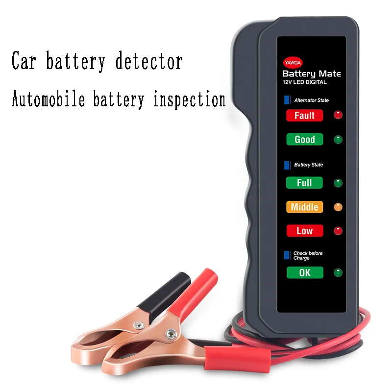 

12V Digital Car Battery & Alternator Tester – 6-LED Diagnostic Tool for Auto Battery Status Check