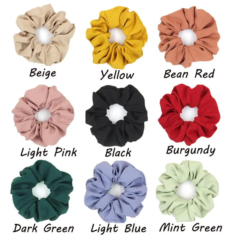 Furling Girl 1PC Solid Color Polyester Hair Scrunchies Ponytail Holder Hair ties Gum Elastic Hair Bands Headbands