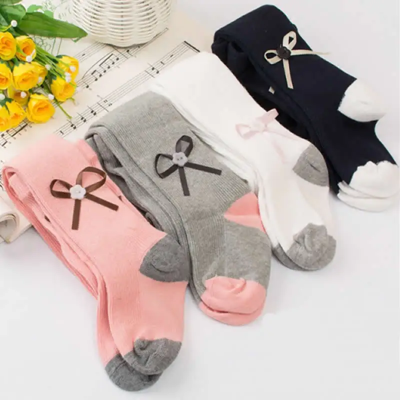 Cute Cotton Stockings Lace Tie Girl Baby Winter Newborn Girls Pantyhose Meisje Fille Menina Collant Tights Lace Clothes Casual