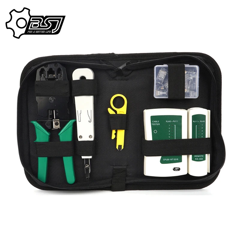 Rj45 Krimptang Netwerk Reparatie Tools Kit Punch/Kabel Stripper /Crimper Klem/Kristallen Kop