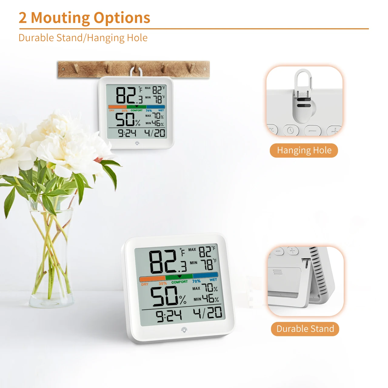 Xiaomi Mute Temperature And Humidity Clock Home Indoor High-precision Baby Room C/F Temperature Monitor LCD backlight Screen