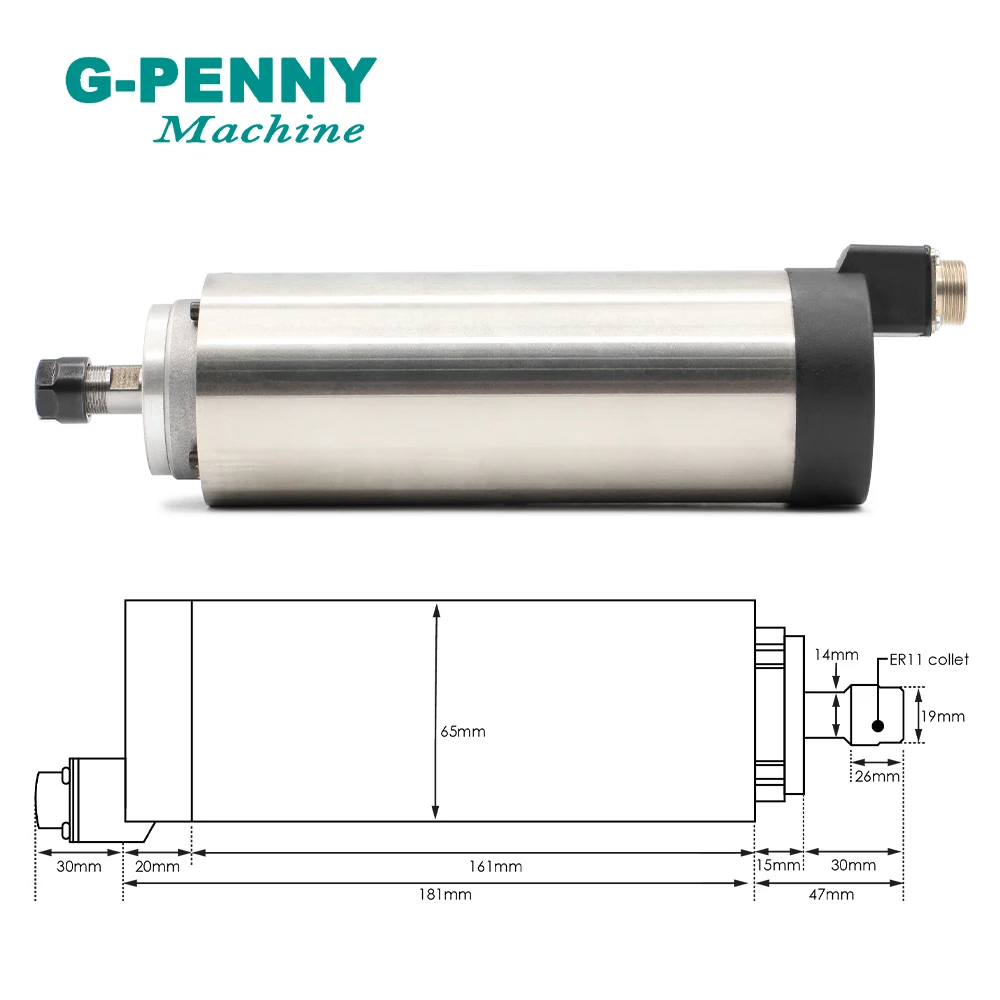 G-PENNY 800W ER11 CNC Air Cooled Spindle Motor 65mm Air Cooling 4 Bearings CNC Motor & 1.5kw QL VFD inverter & 65mm Bracket