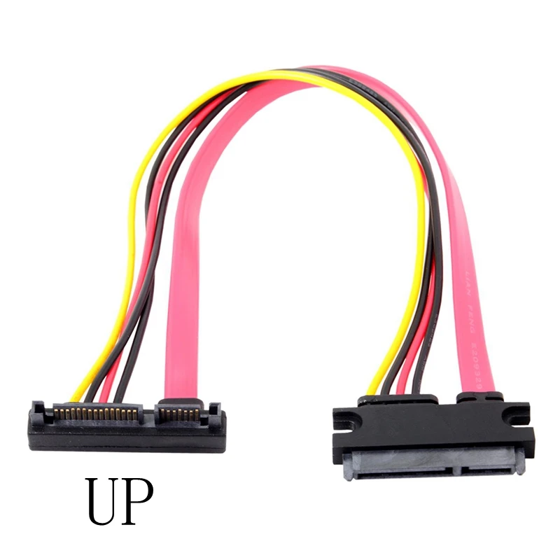 22Pin SATA Up Down Angled Cable Male to Female 7+15 Pin Serial ATA SATA Data Power Combo Extension Cable Connector Conterver