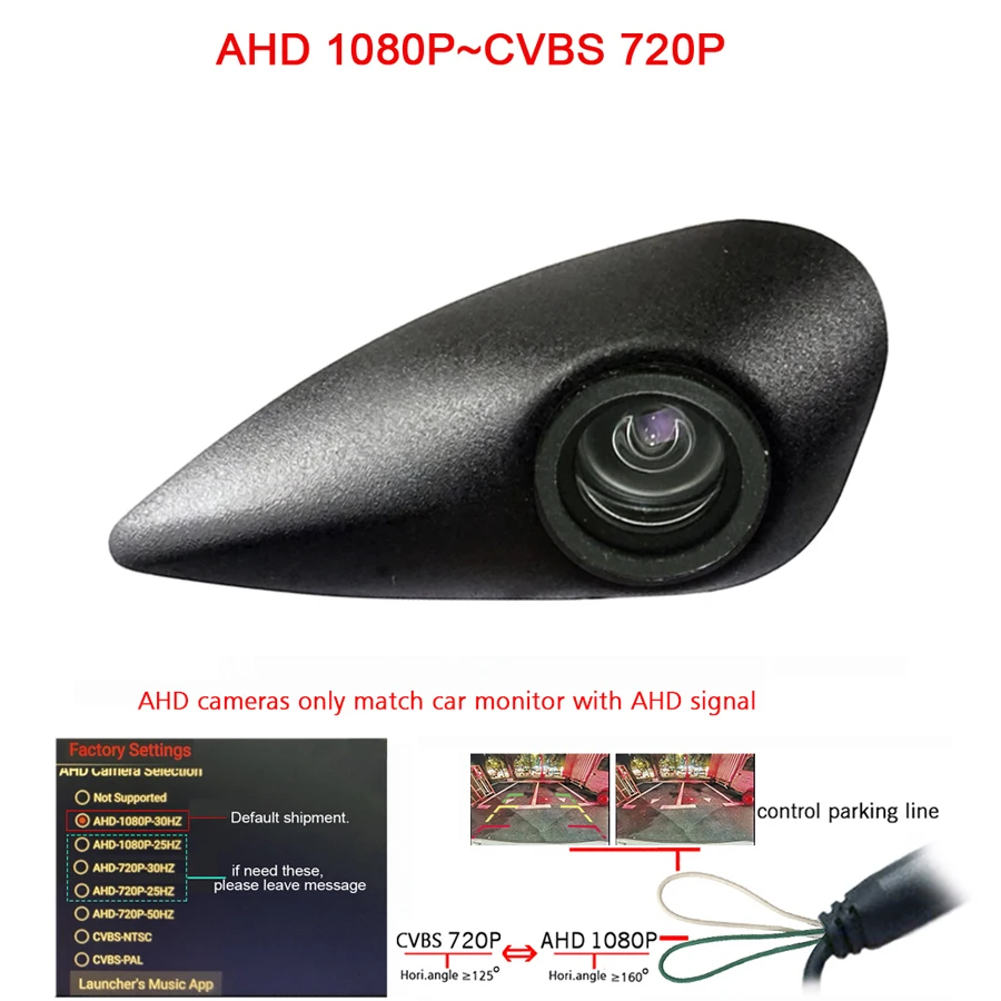 

180deg fisheye 1920*1080P AHD vehicle logo mark camera for Hyundai Front logo Embeded solaris 2 night vision Waterproof CVBS HD