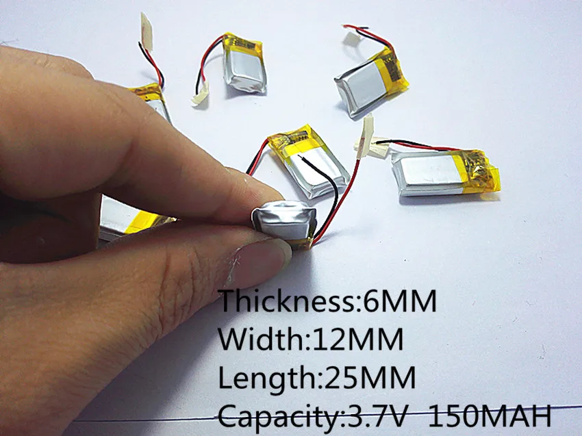 Batería de polímero de iones de litio para GPS,mp3,mp4,mp5,dvd,bluetooth, modelo de juguete móvil, 3,7 V,150mAH,601225 PLIB