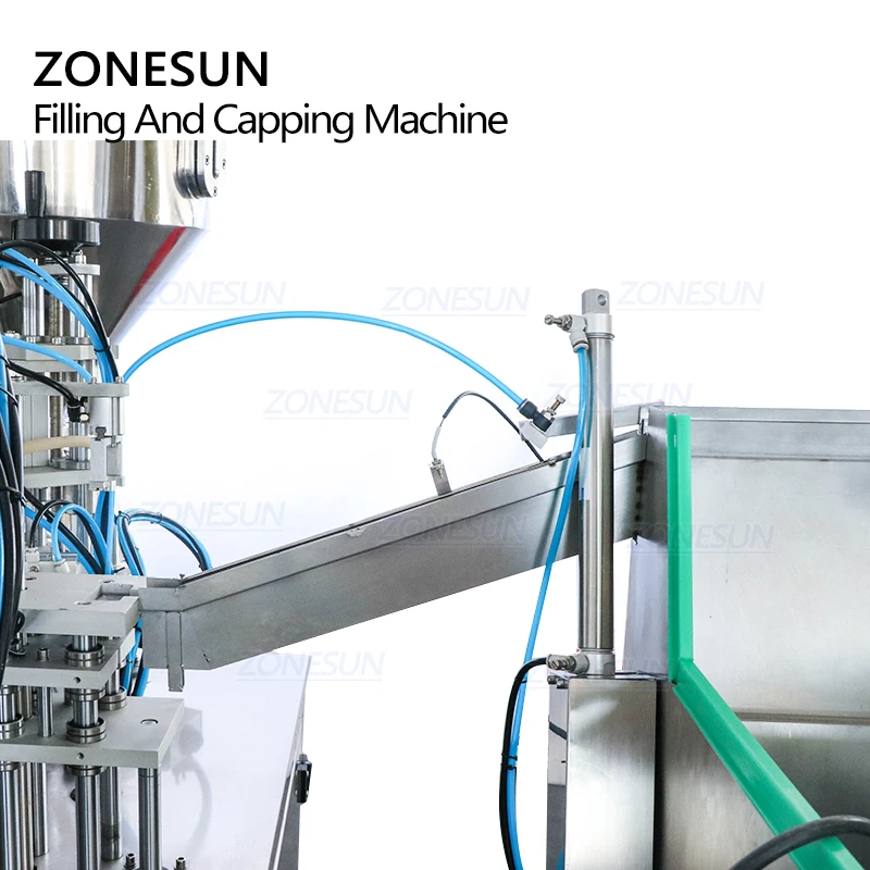 ZONESUN – Machine pneumatique automatique 3 en 1 pour remplissage et bouchage de bouteilles d'eau, avec chargeur de bouchon
