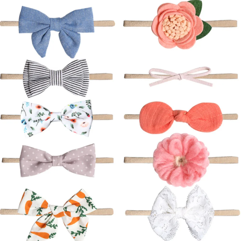 1 Pcs Hair Bandage Band Headband Bow Children Newborn Kids Headwear Baby Girl Accessories Bowknot Cute Floral Printed Rubber