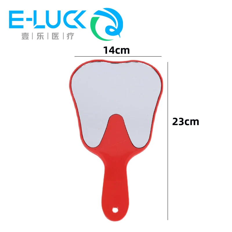 Dental Teeth Shape Model Mirror Plastic Handle Patient Dental Mirror Tool For Dentists Oral Hygiene 7 Colors Available