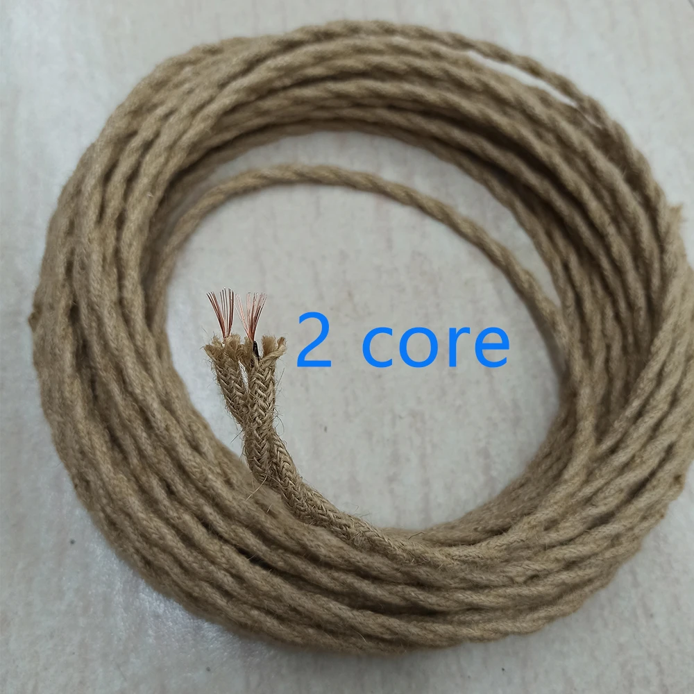 Vintage Hemp Rope Wire Woven Textile Twisted Flexible Cable Braided 2 Core 3 Core Retro Pendant Light Cords Awg