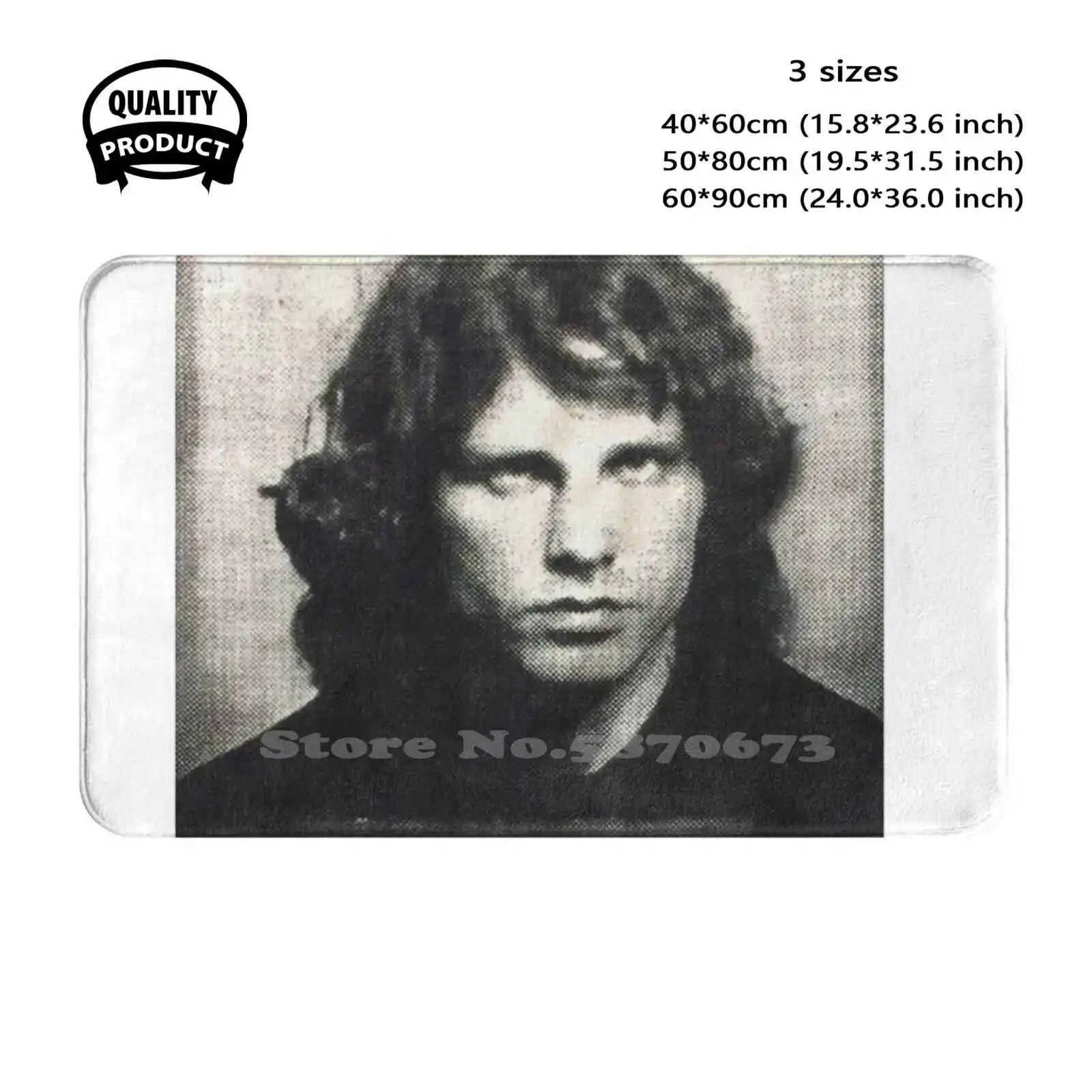 Vtg. Jim Morrison Mugshot 90S Winterland Soft Cushion Home Carpet Door Mat Car Rug Vtg Jim Morrison Mugshot 90S Winterland